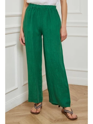 La Compagnie Du Lin Spodnie lniane "Pipa" w kolorze zielonym rozmiar: M