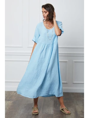 La Compagnie Du Lin Sukienka lniana "Gorginia" w kolorze błękitnym rozmiar: XL