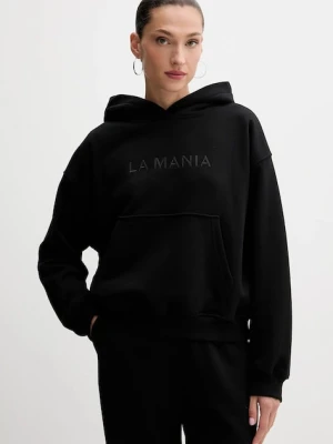 La Mania bluza BROOK damska kolor czarny z kapturem z aplikacją BROOK