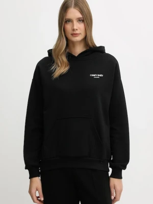 La Mania bluza damska kolor czarny z kapturem z nadrukiem