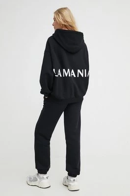 La Mania bluza damska kolor czarny z kapturem z nadrukiem ATHA.2