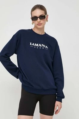 La Mania bluza damska kolor granatowy z nadrukiem