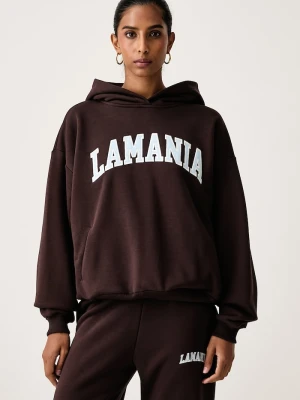 La Mania bluza z kapturem damska z bawełną LOS brązowy
