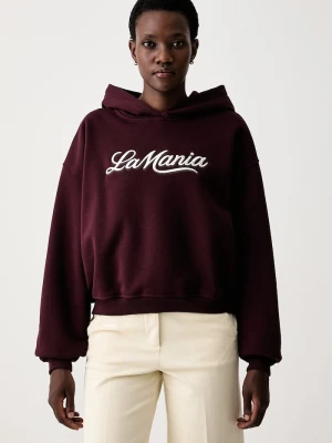 La Mania bluza z kapturem damska z bawełną LUMA bordowy