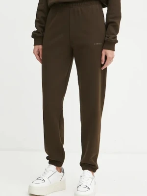 La Mania spodnie dresowe RICO kolor brązowy gładkie RICO