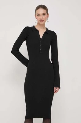 La Mania sukienka kolor czarny midi dopasowana