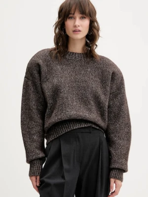 La Mania sweter z dodatkiem wełny THEIA damski kolor brązowy ciepły THEIA