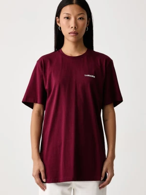 La Mania T-shirt damski bawełniany bordowy