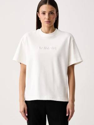La Mania T-shirt damski bawełniany HAYLA beżowy