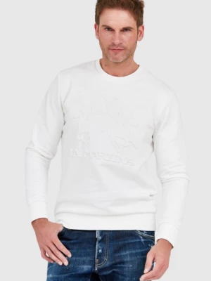 LA MARTINA Biała bluza męska z tłoczonym logo