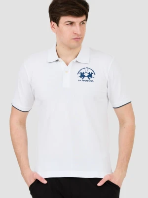 LA MARTINA Białe męskie polo z dużym logo, Rozmiar L