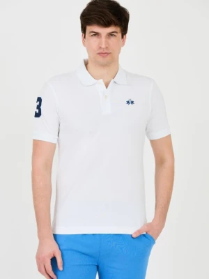 LA MARTINA Białe męskie polo z małym logo, Rozmiar M