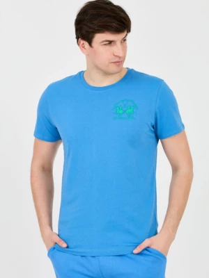 LA MARTINA Błękitny t-shirt z dużym logo
