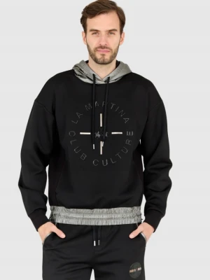LA MARTINA Czarna bluza męska z kapturem, Rozmiar M