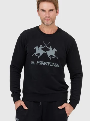 LA MARTINA Czarna bluza męska z szarym logo