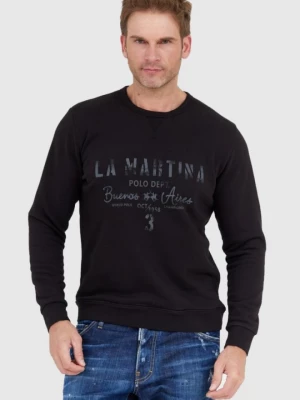 LA MARTINA Czarna bluza męska z vintage logo