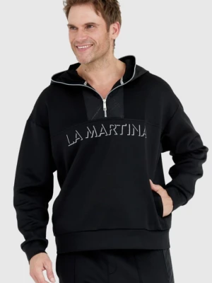 LA MARTINA Czarna bluza męska ze srebrnym logo, Rozmiar XL
