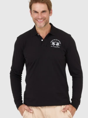 LA MARTINA Czarne męskie polo z długim rękawem, Rozmiar XXL