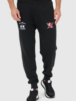 LA MARTINA Czarne męskie spodnie dresowe z wyszywanym logo, Rozmiar M
