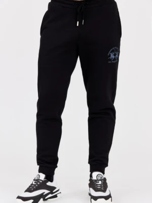 LA MARTINA Czarne spodnie dresowe męskie z dużym logo, Rozmiar XL