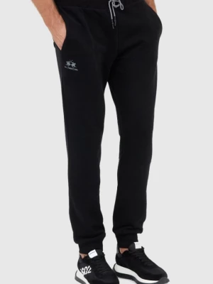LA MARTINA Czarne spodnie dresowe z szarym logo