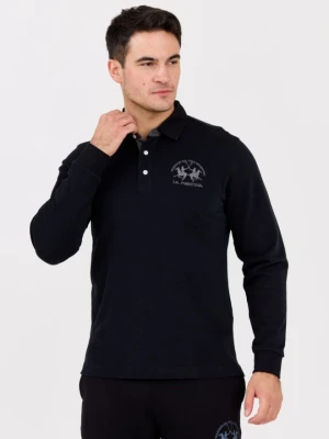 LA MARTINA Czarny męski longsleeve polo HEAVY JERSEY, Rozmiar 3XL