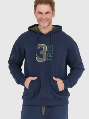 LA MARTINA Granatowa bluza męska z kapturem i naszywkami, Rozmiar L