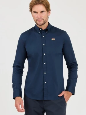 LA MARTINA Granatowa męska koszula Poplin Stretch, Rozmiar XXL