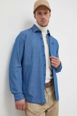 La Martina koszula jeansowa męska kolor niebieski regular z kołnierzykiem klasycznym
