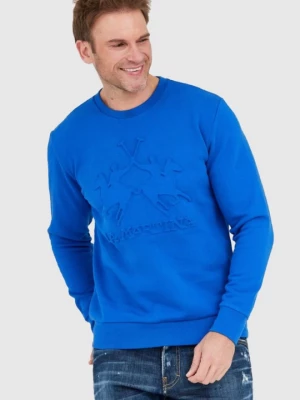 LA MARTINA Niebieska bluza męska z tłoczonym logo