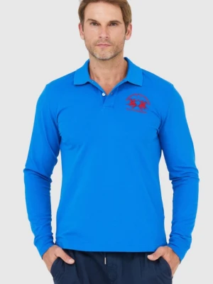 LA MARTINA Niebieskie męskie polo z długim rękawem, Rozmiar XXL