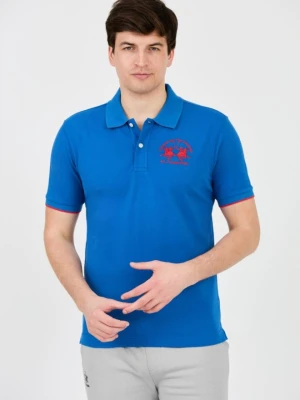 LA MARTINA Niebieskie męskie polo z dużym logo, Rozmiar XL