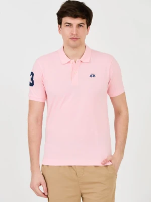 LA MARTINA Różowe męskie polo z małym logo, Rozmiar XL