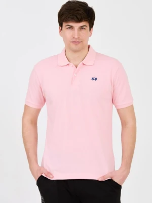 LA MARTINA Różowe męskie polo z małym logo, Rozmiar XL