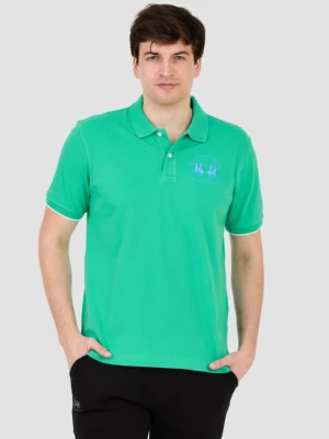 LA MARTINA Zielone męskie polo z dużym logo, Rozmiar L