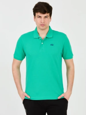 LA MARTINA Zielone męskie polo z małym logo, Rozmiar XL