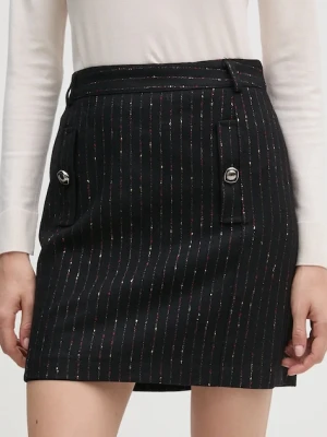 La Petite Française spódnica wełniana PFJUCHEE kolor czarny mini prosta PFJUCHEE