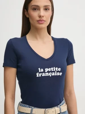 La Petite Française t-shirt bawełniany THIBAULT damski kolor granatowy