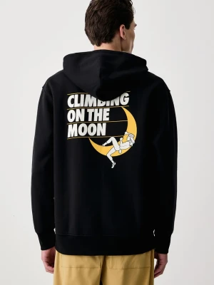 La Sportiva bluza z kapturem męska z bawełną Moon Rock czarny