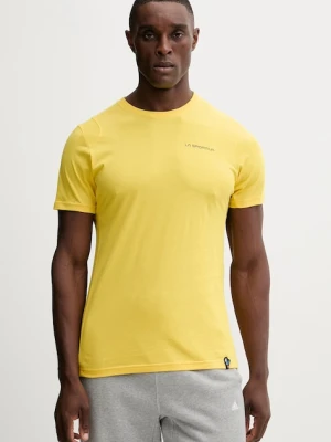 LA Sportiva t-shirt bawełniany Dawn Wall męski kolor żółty z nadrukiem ZACT201