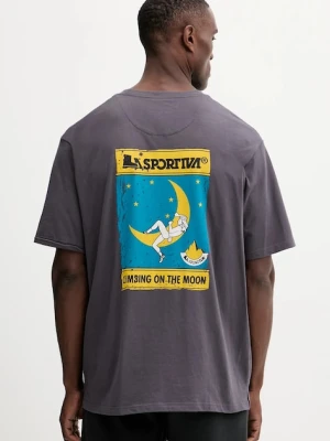LA Sportiva t-shirt bawełniany Moon Climb męski kolor szary z nadrukiem ZACT193