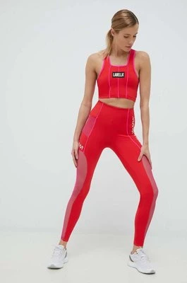 LaBellaMafia legginsy treningowe Wake Up damskie kolor czerwony wzorzyste