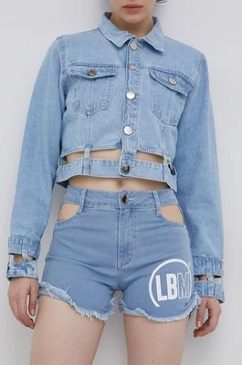 LaBellaMafia Szorty jeansowe damskie z nadrukiem high waist