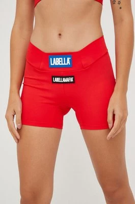LaBellaMafia szorty treningowe Go On damskie kolor czerwony z aplikacją medium waist