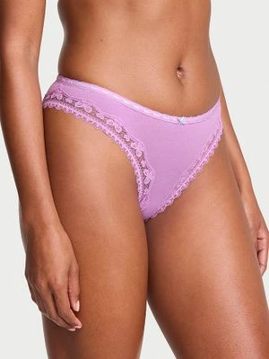 Lace Trim Majtki bawełniane Bow Lace-Trim Bikini Victoria's Secret