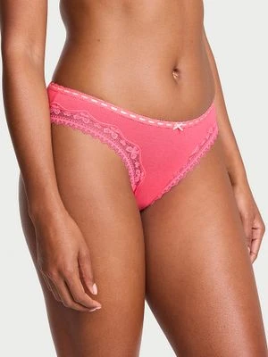 Lace Trim Majtki bawełniane Bow Lace-Trim Bikini Victoria's Secret