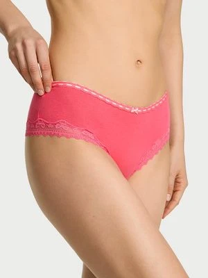 Lace Trim Majtki bawełniane Bow Lace-Trim Cheeky Victoria's Secret