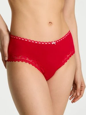 Lace Trim Majtki bawełniane Bow Lace-Trim Cheeky Victoria's Secret