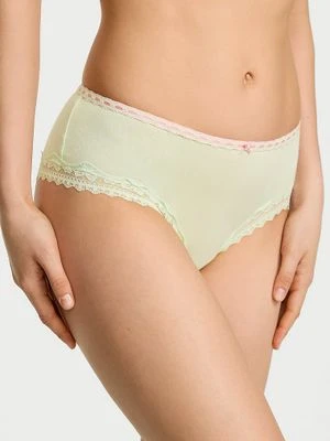 Lace Trim Majtki bawełniane Bow Lace-Trim Cheeky Victoria's Secret