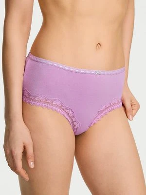 Lace Trim Majtki bawełniane Bow Lace-Trim Cheeky Victoria's Secret